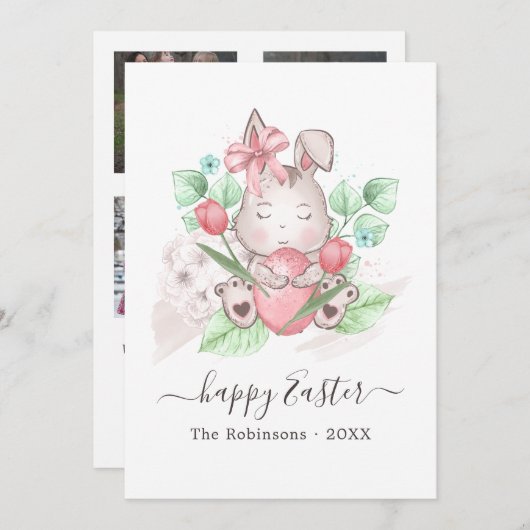 ハッピーイースター家族の写真のコラージュの挨拶 シーズンカード (正面/裏面)