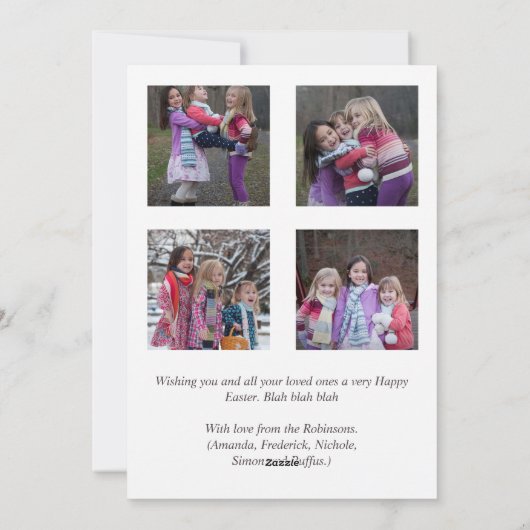ハッピーイースター家族の写真のコラージュの挨拶 シーズンカード (裏面)