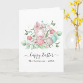 ハッピーイースター家族の写真の挨拶 カード (黄色い花)