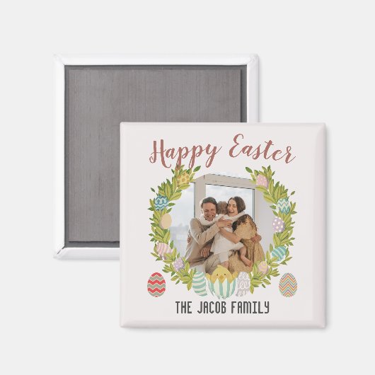 ハッピーイースター家族，幸せな家族1枚の写真 マグネット (正面/裏面)