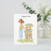 ハッピーイースター小さな女の子はがき シーズンポストカード (スタンド正面)