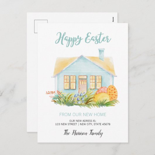 ハッピーイースター引っ越しのお知らせ シーズンポストカード (正面/裏面)