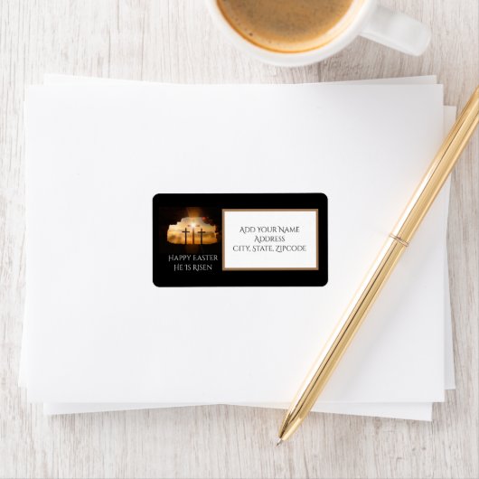 ハッピーイースター彼は三つの十字架の住所を持ち上げた ラベル (インサイチュ)