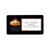 ハッピーイースター彼は三つの十字架の住所を持ち上げた ラベル (正面)