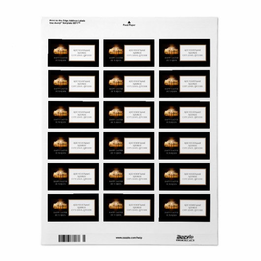 ハッピーイースター彼は三つの十字架の住所を持ち上げた ラベル (フルシート)