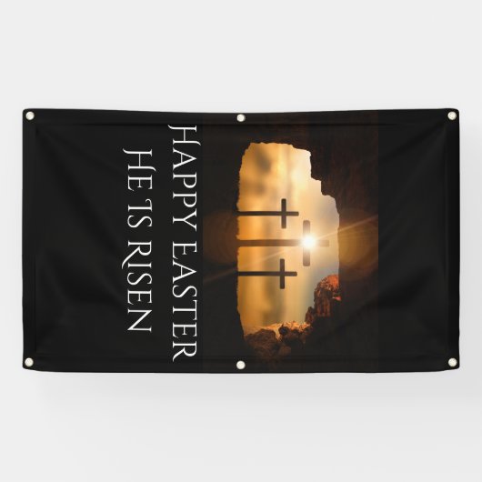 ハッピーイースター彼は三十字架を起こした 横断幕 (横)