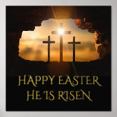 ハッピーイースター彼は三十字架を起こした 箔ポスター (正面)