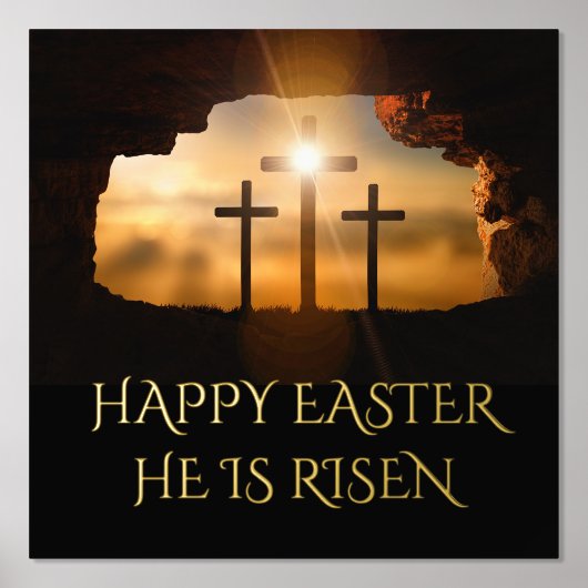 ハッピーイースター彼は三十字架を起こした 箔ポスター (正面)