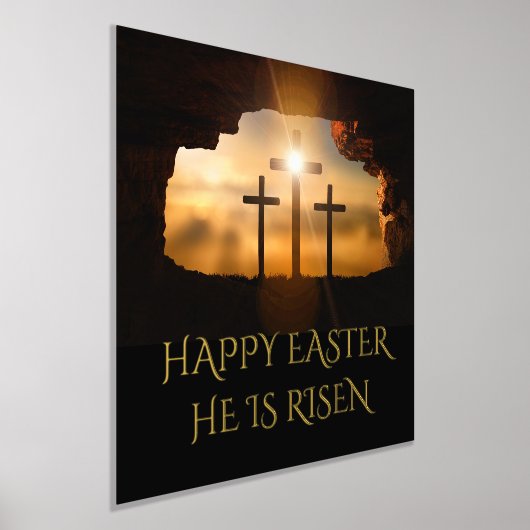 ハッピーイースター彼は三十字架を起こした 箔ポスター (レイダウン)