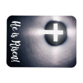 ハッピーイースター彼は十字架に立ち上がる マグネット (横)