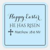 ハッピーイースター彼は聖書のライトブルーを復活させた スクエアシール (正面)