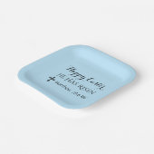 ハッピーイースター彼は聖書のライトブルーを復活させた ペーパープレート (傾斜あり)