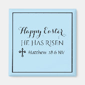 ハッピーイースター彼は聖書のライトブルーを復活させた マグネット (正面)