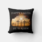ハッピーイースター彼は3つの十字の休日を復活している クッション (正面)