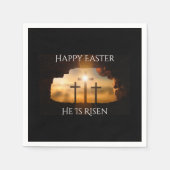 ハッピーイースター彼は3つの十字の休日を復活している スタンダードカクテルナプキン (正面)