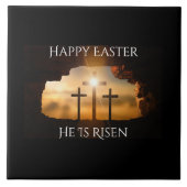 ハッピーイースター彼は3つの十字の休日を復活している タイル (正面)