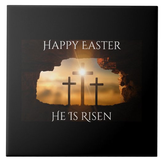 ハッピーイースター彼は3つの十字の休日を復活している タイル (正面)