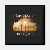 ハッピーイースター彼は3つの十字の休日を復活している マグネット (正面)