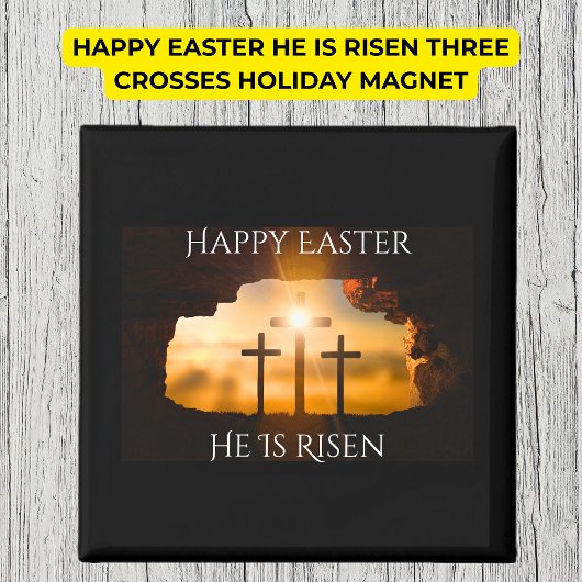 ハッピーイースター彼は3つの十字の休日を復活している マグネット