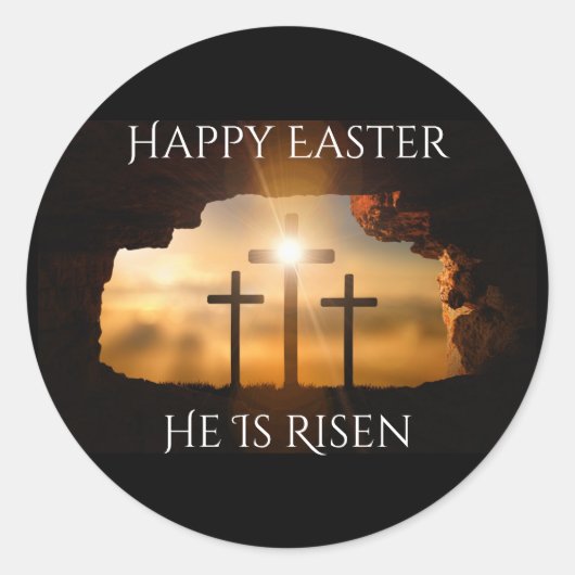 ハッピーイースター彼は3つの十字の休日を復活している ラウンドシール (正面)