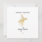 ハッピーイースター愛かわいいうさぎバニーカップル シーズンカード (正面)