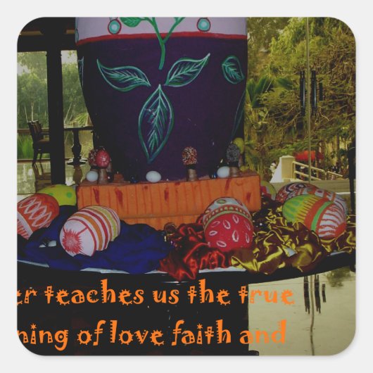 ハッピーイースター愛と希望 スクエアシール (正面)