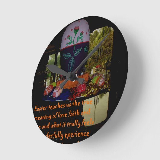 ハッピーイースター愛と希望 ラウンド壁時計 (傾斜)