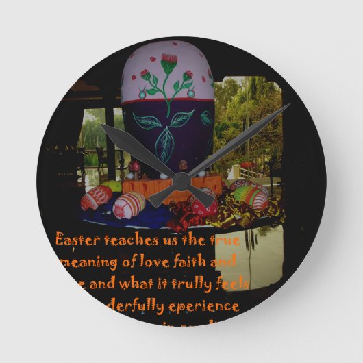 ハッピーイースター愛と希望 ラウンド壁時計 (正面)