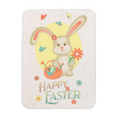 ハッピーイースター愛らしいバニーモダンフローラ マグネット (縦)