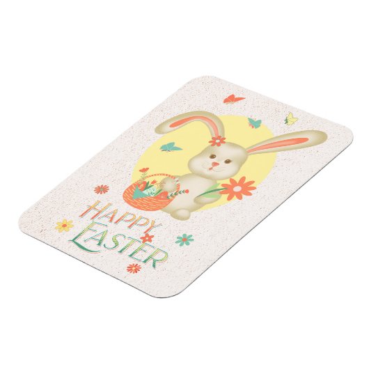 ハッピーイースター愛らしいバニーモダンフローラ マグネット (左側)