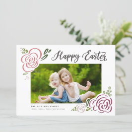 ハッピーイースター手描きワイルドフラワーカラフル写真 シーズンカード