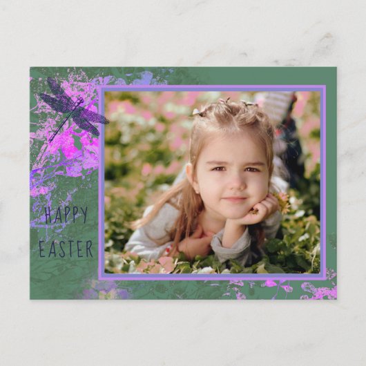 ハッピーイースター抽象芸術フローラアートフォトフレーム ポストカード (正面)