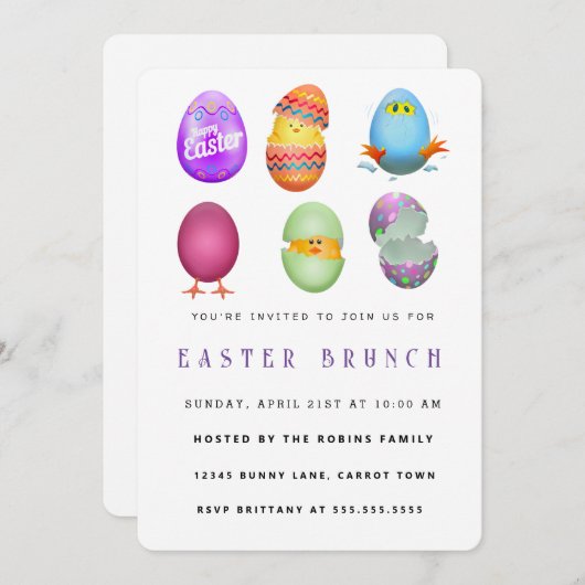 ハッピーイースター招待状 招待状 (正面/裏面)