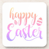 ハッピーイースター数々の色のイースター卵タイポグラフィ コースター (正面)