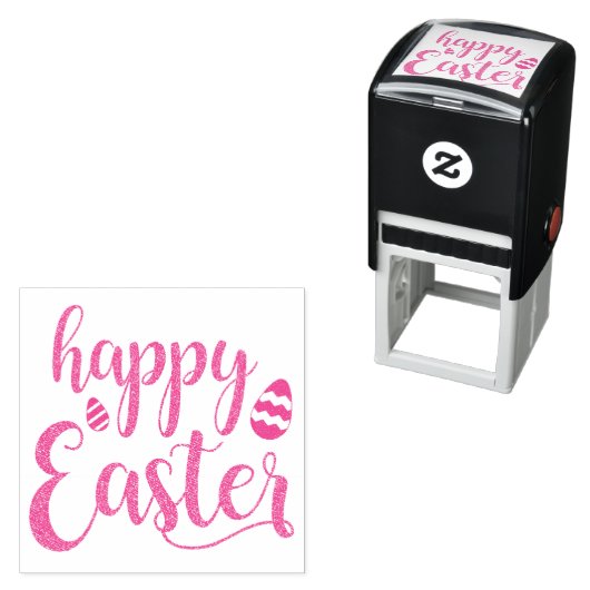 ハッピーイースター数々の色のイースター卵タイポグラフィ セルフインキングスタンプ (インサイチュ)