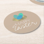 ハッピーイースター斑点の卵イースターネストパーティー ラウンドペーパーコースター (アングル)