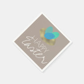 ハッピーイースター斑点イースターエッグ金ゴールド巣 スタンダードカクテルナプキン (角)