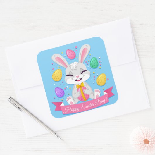 ハッピーイースター日 スクエアシール (封筒)