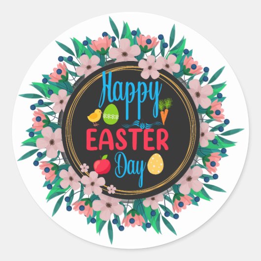 ハッピーイースター日–62351 ラウンドシール (正面)