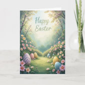 ハッピーイースター春の花と卵の挨拶 カード (正面)