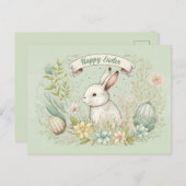 ハッピーイースター春の花イラストレーション ポストカード (正面/裏面)