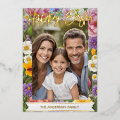 ハッピーイースター春の花ファミリーフォトフローラ 箔シーズンカード (正面)