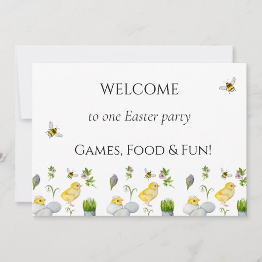 ハッピーイースター春の花 招待状 (正面)