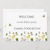 ハッピーイースター春の花 招待状 (正面/裏面)