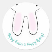 ハッピーイースター春イースターバニーカスタムキュートおもしろい ラウンドシール (正面)