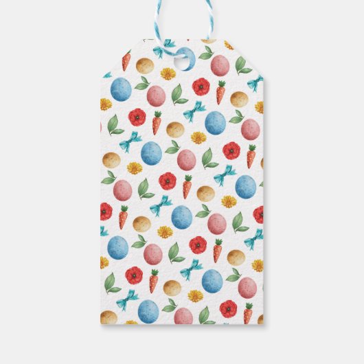 ハッピーイースター春チューリップブルーリボンカスタマイズ ギフトタグ (裏面)