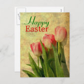 ハッピーイースター春チューリップポストカード シーズンポストカード (正面/裏面)