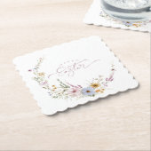 ハッピーイースター春フラワーリース ペーパーコースター (アングル)