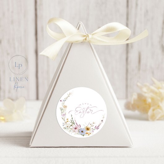 ハッピーイースター春フラワーリース ラウンドシール