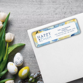 ハッピーイースター春フローラブルー ラベル